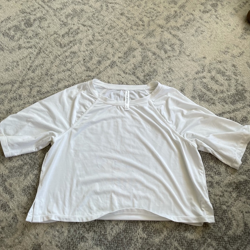 Fabletics cropped white workout top